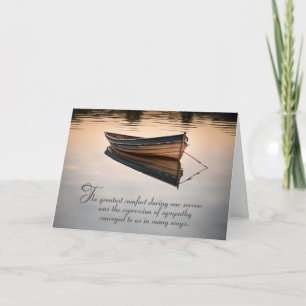 Carte Bateau Old Row sur Calm Lake Sympathy Merci