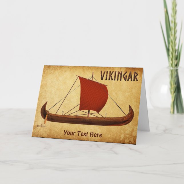 Carte Bateau viking à voile rouge II (Devant)