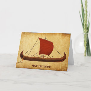 Carte Bateau viking à voile rouge II