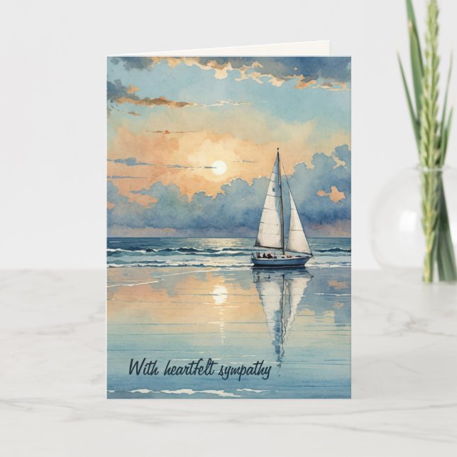 Carte Bateau Watercolor Sur L'Océan Sympathe (Devant)