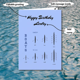 Carte Bateaux à rames d'anniversaire sports personnalisé