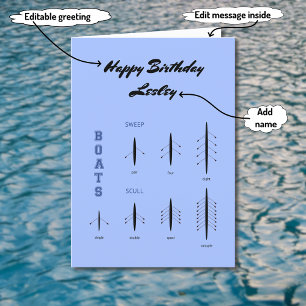 Carte Bateaux à rames d'anniversaire sports personnalisé