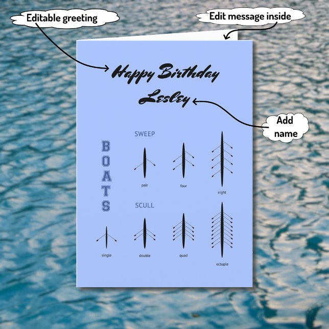 Carte Bateaux à rames d'anniversaire sports personnalisé (Créateur téléchargé)