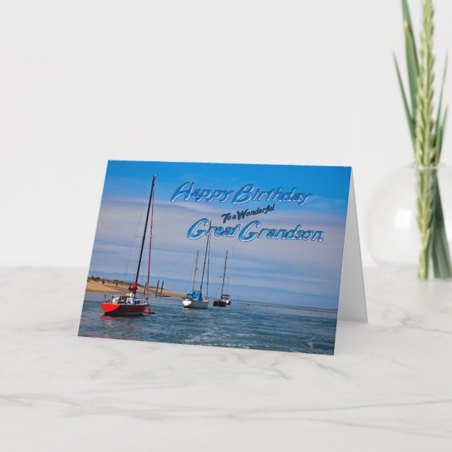 Carte Bateaux à voile à l'ancre anniversaire Grand-petit (Devant)