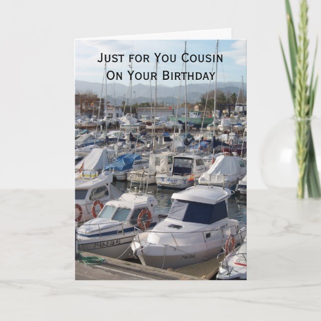 Carte Bateaux Cousin Personnalisé Anniversaire (Devant)