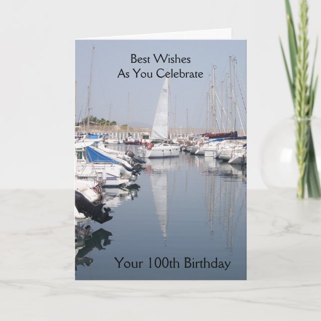 Carte Bateaux Dans Une Marina Personnalisé 100e Annivers (Devant)