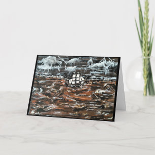 Carte Bateaux dans une peinture de tempête par Alfred Fo