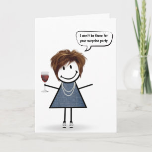 Carte Bâton d'anniversaire fille avec verre à vin