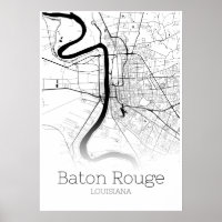 Carte Baton Rouge - Louisiane - Poster de carte de