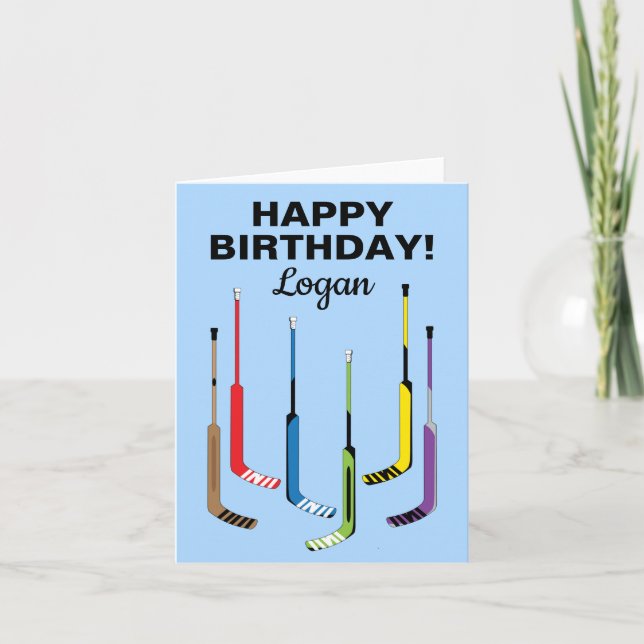 Carte Bâtons de hockey pour gardien de but d'anniversair (Devant)