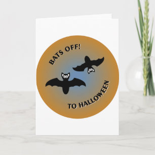 Carte Bats d'Halloween bleu orange
