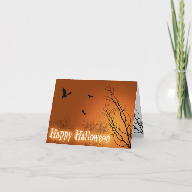 Carte Battes et arbres de Halloween (Devant)