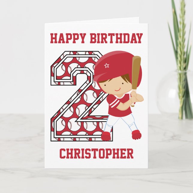 Carte Batteur de baseball 2e anniversaire personnalisé r (Devant)