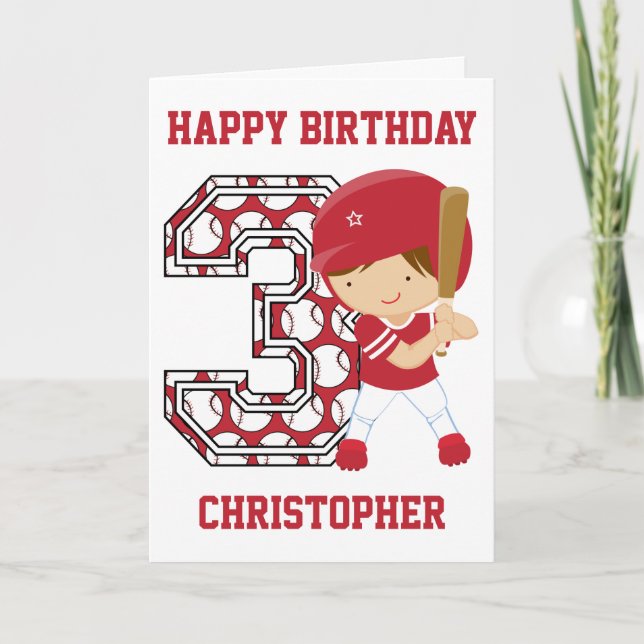 Carte Batteur de baseball 3e anniversaire personnalisé r (Devant)