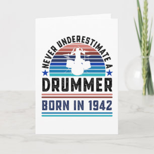 Carte Batteur né 1942 80e anniversaire Drumming Cadeau p