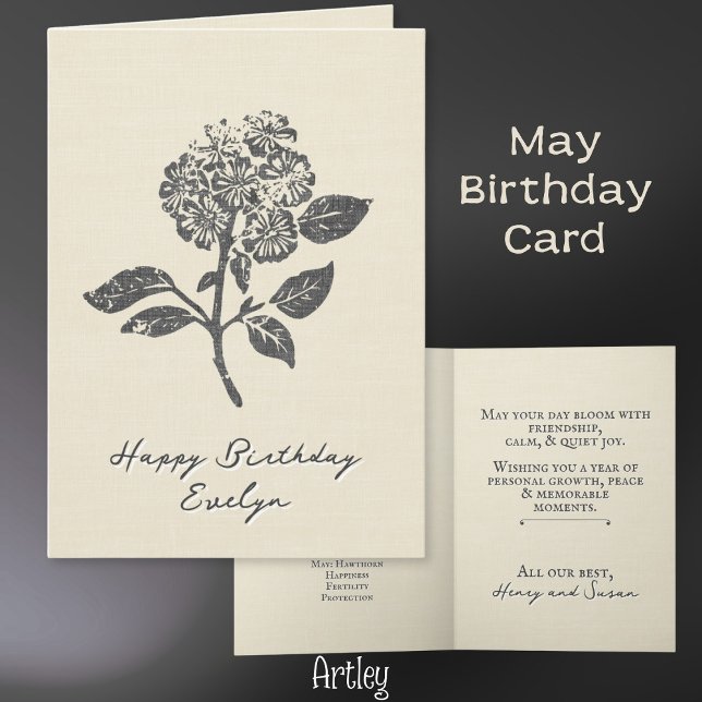 Carte Baudrier à pois rustique mai lin fleur de naissanc (Créateur téléchargé)