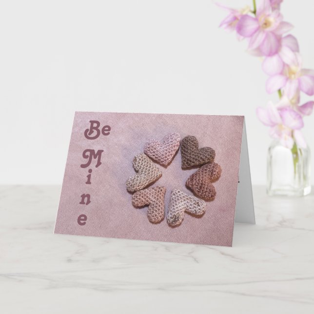 Carte Be Mine Solar-dyed Crocheted Hearts Valentine Card (Orchidée)