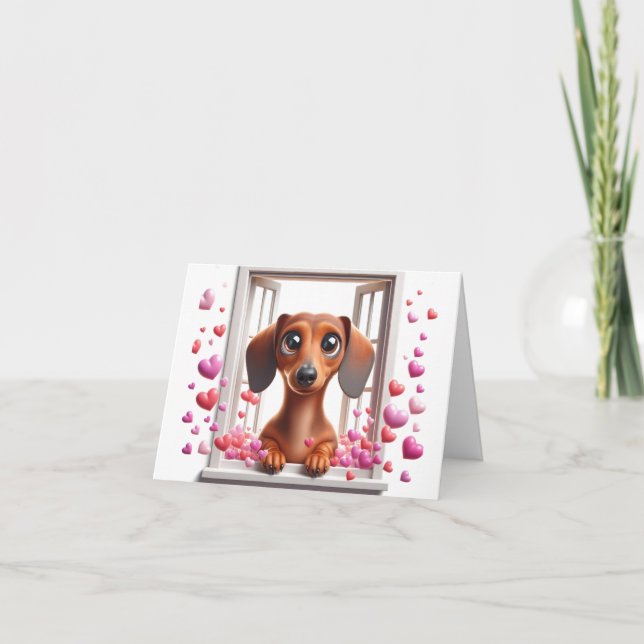 Carte Be Mine Valentine Dachshund (Devant)