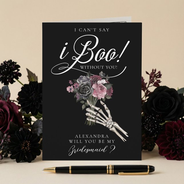 Carte Be My Bridesmaid? Gothic Skeleton Floral Bouquet (Be My Bridesmaid? Gothic Skeleton Floral Bouquet Card)