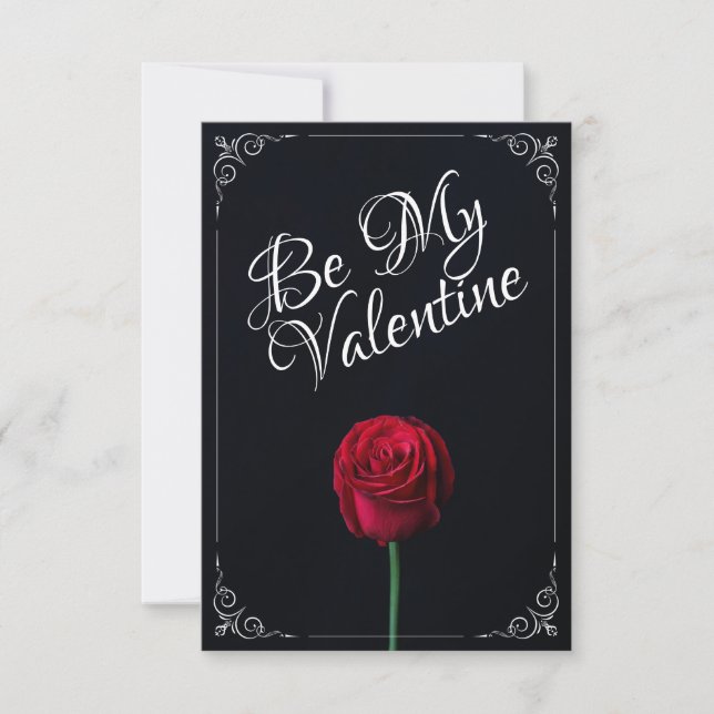 Carte Be My Valentine - Rose rouge foncé (Devant)