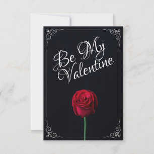Carte Be My Valentine - Rose rouge foncé