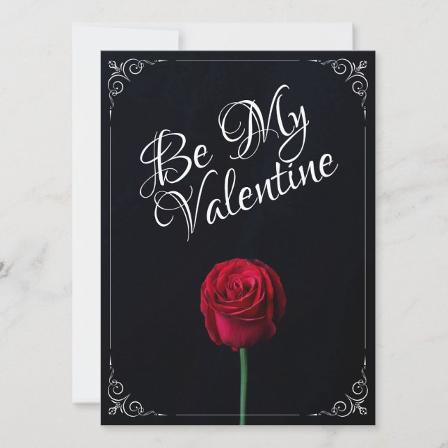 Carte Be My Valentine - Rose rouge foncé (Devant)