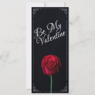 Carte Be My Valentine - Rose rouge foncé