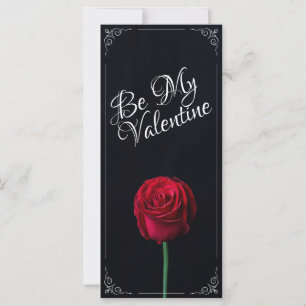 Carte Be My Valentine - Rose rouge foncé