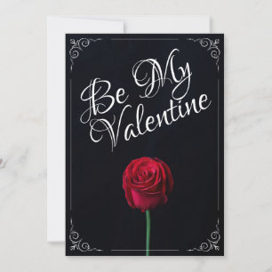 Carte Be My Valentine - Rose rouge foncé