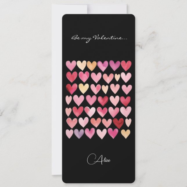 Carte Be My Valentine - Rouge, Rose Yellow Hearts Signet (Devant)