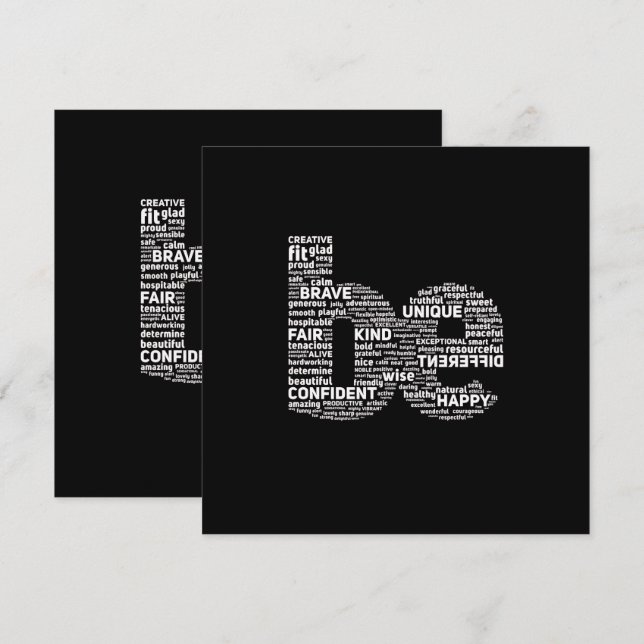Carte Be Word Art Card - Motivational Grey Card (Devant / Derrière)