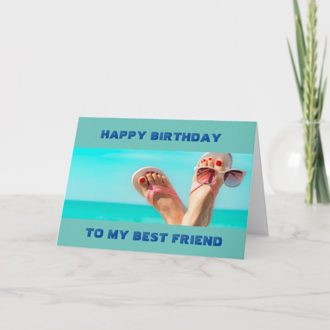 CARTE ***BEACH ANNIVERSAIRE SOUHAITS** "MEILLEUR AMI" (Devant)