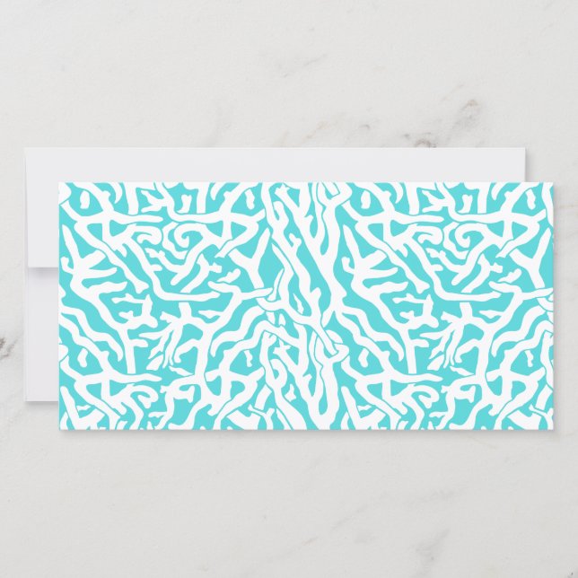 Carte Beach Coral Reef Motif Nautique Blanc Bleu (Devant)