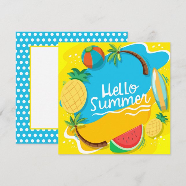 Carte Beach Days Hello Summer Grey Card (Devant / Derrière)