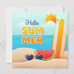 Carte Beach Days Hello Summer Grey Card