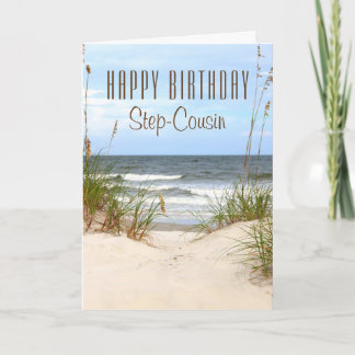 Carte Beach Step-Cousin Birthday Card