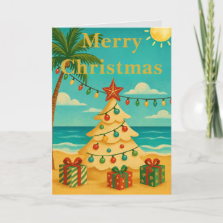 Carte Beach Vibes Cute Message Inside Custom Christmas 