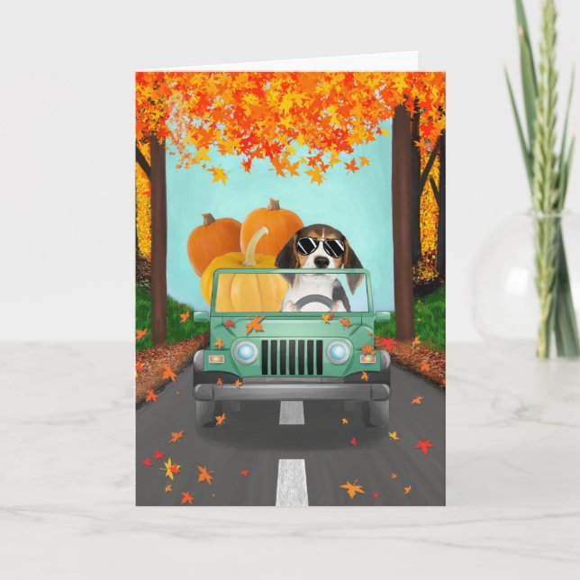 Carte Beagle chien Citrouille d'automne (Devant)