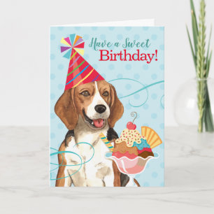 Carte Beagle d'anniversaire doux