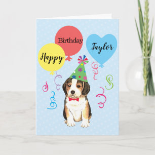 Carte Beagle des ballons de fête d'anniversaire