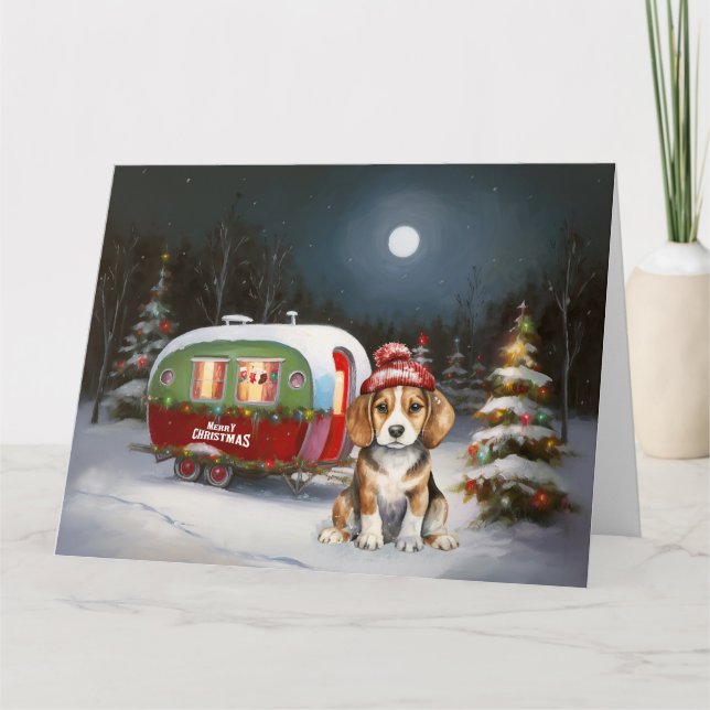 Carte Beagle d'hiver Caravan Christmas Adventure (Devant)