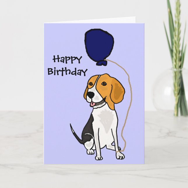 Carte Beagle drôle tenant le ballon (Devant)