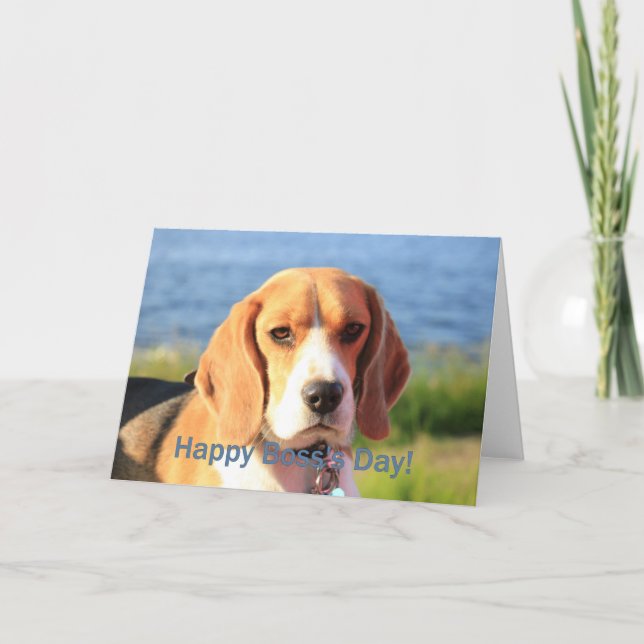 Carte Beagle du jour du patron heureux (Devant)