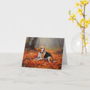Carte Beagle en automne Leaves automne Inspire