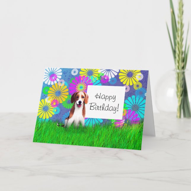 Carte Beagle Hound Dog Joyeux anniversaire (Devant)