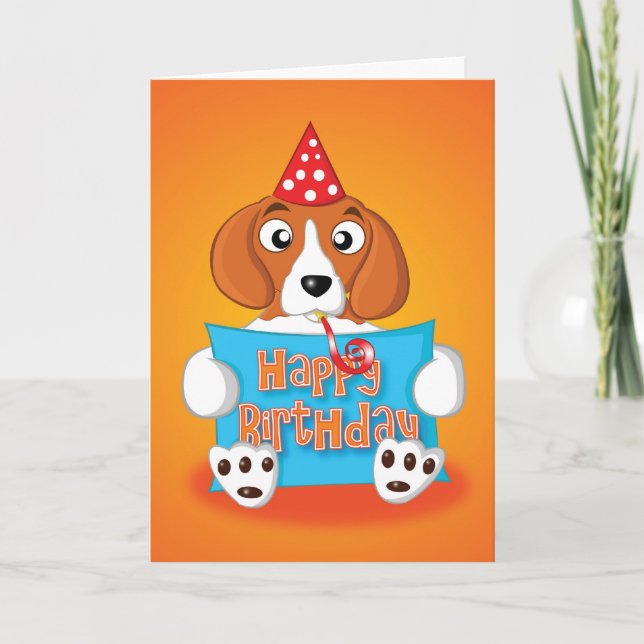 Carte beagle - signe - joyeux anniversaire (Devant)