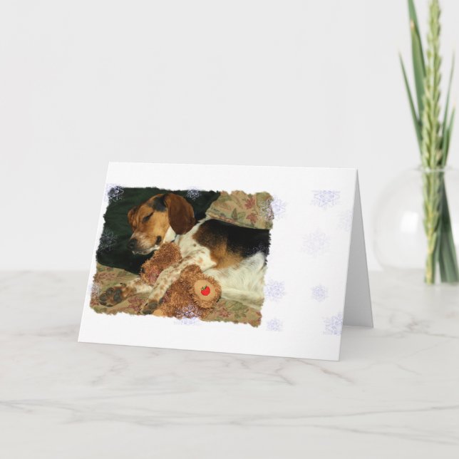 Carte Beagle Snoopy somnolent de rêves doux avec l'ours (Devant)