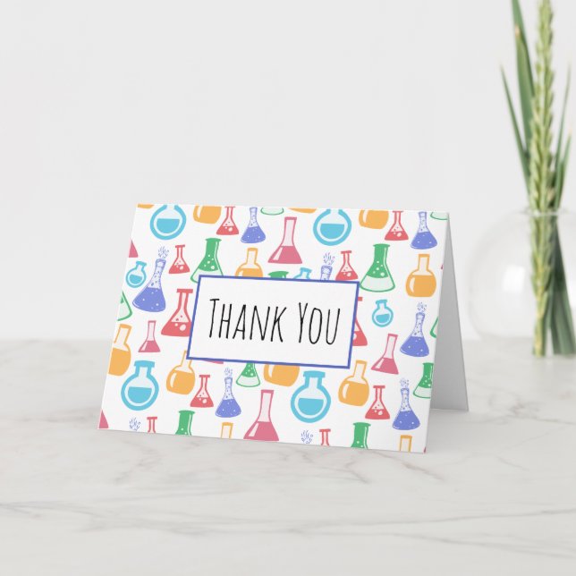 Carte Beakers et flacons Fun Science Motif Merci (Devant)