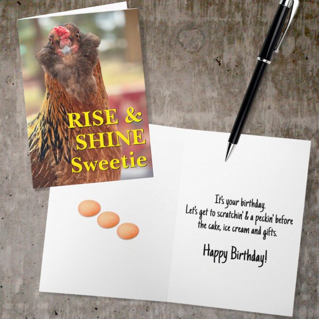 Carte Bearded Chicken Close-Up Photograph (chicken humor cover and inside greeting template)