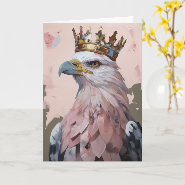 Carte Beau Aigle dans une couronne en toutes occasions (Fleur jaune)
